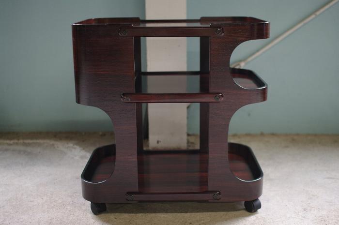 GOLD CRAFTプライウッド キャスター付きワゴン▼サイドテーブルミッドセンチュリー