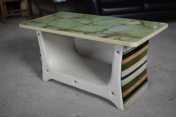 レトロポップなセンターテーブル▼リビングテーブルコーヒーテーブル昭和スペースエイジマーブル模様