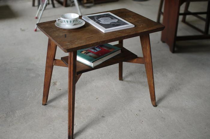 楢材のコーヒーテーブル▼センターテーブルサイドテーブル昭和レトロ