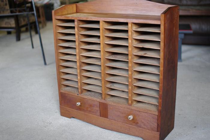 木製の仕切り棚/書類棚▼カルテケース引き出し棚アンティーク収納棚陳列什器