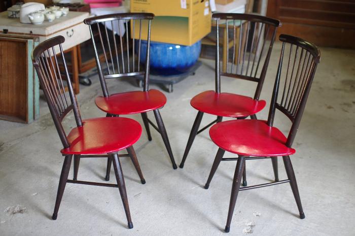 木の椅子/ダイニングチェア4脚▼カフェ昭和レトロ60ミッドセンチュリー