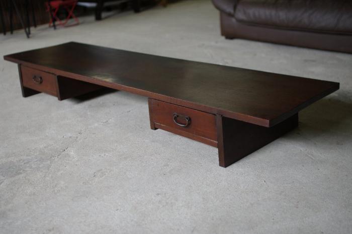 桜材の重厚な裁ち台/作業台/引出し台▼長机アンティークローテーブル陳列什器