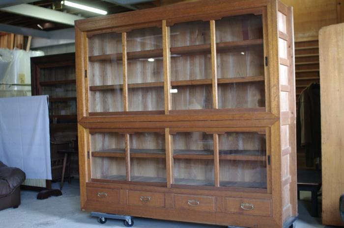 収納戸棚/水屋箪笥▼陳列ガラスケース帳場茶箪笥食器棚昭和レトロ商店陳列