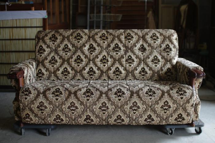 レトロなトリプルソファ3Pソファ/美品▼ヴィンテージソファ昭和カフェ応接セット