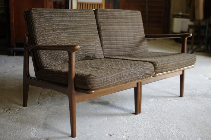 ヴィンテージな2Pソファ/セパレートタイプ/富士ファニチャー▼60～70'sカフェアームチェアミッドセンチュリー北欧レトロ