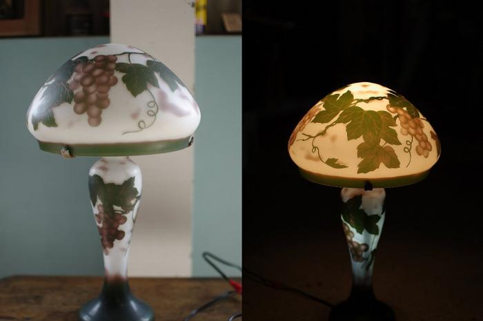 マツヤマ工芸の照明 スタンドテーブルランプ▼ガレ風ナイトスタンド