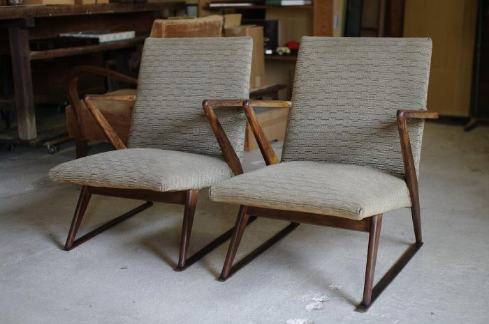 モダンなアームチェア2脚▼シングルソファアンティークチェアレトロカフェ椅子ミッドセンチュリー