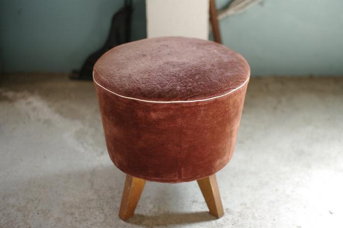 レトロなスツール/オットマン▼アンティークチェアカフェ鏡台椅子昭和モダン