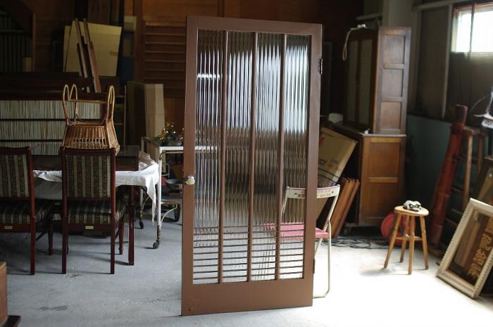 モールガラスの木製ドア▼洋館建具店舗什器昭和レトロ