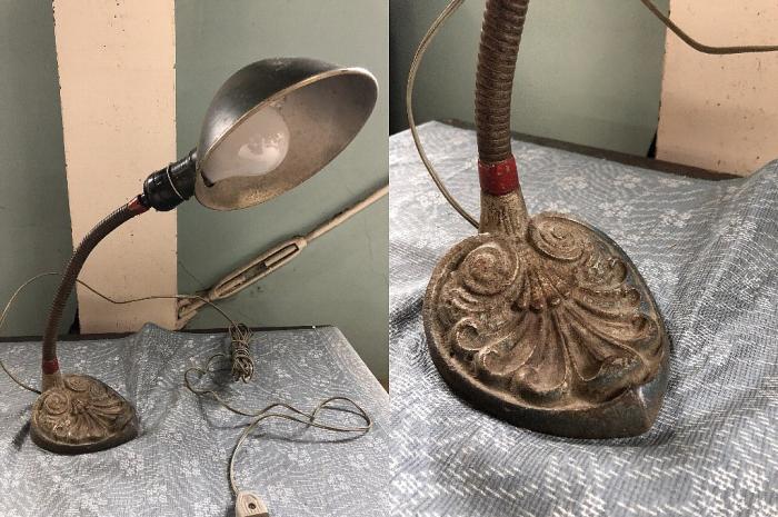 電気スタンド/デスクライトランプ/工業系▼レトロミリタリー卓上ライトグースネックインダストリアルランプ