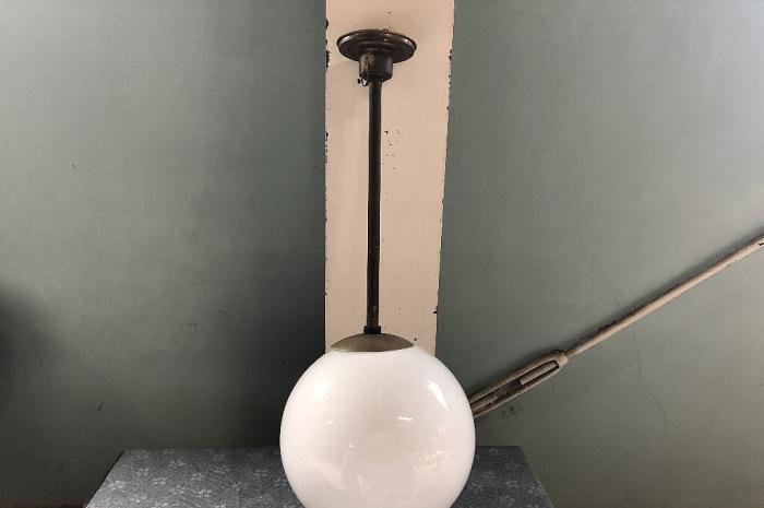 乳白ガラス電笠一式/玄関灯/廊下灯/一灯吊り▼アンティークシェード昭和レトロ洋館照明大正浪漫