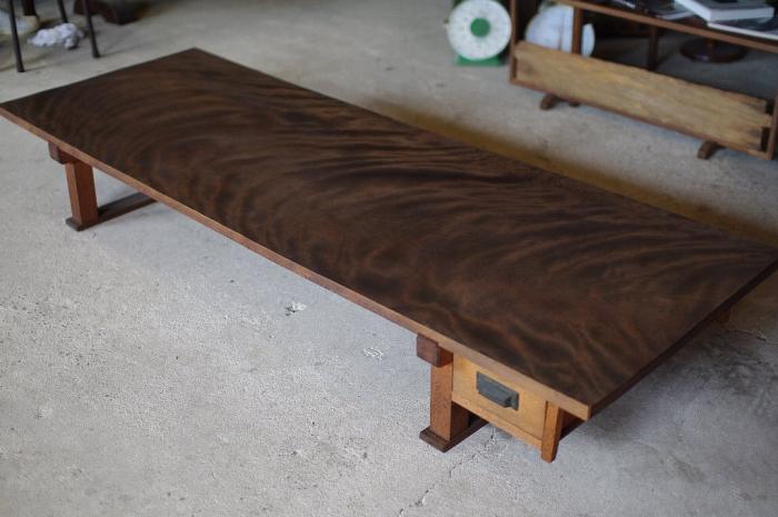 桜材(一枚板)の裁ち台/ローテーブル/座卓/作業台▼アンティーク和家具