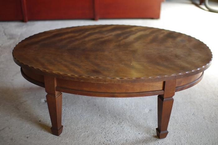 逸品!桜材のセンターテーブル/ローテーブル/リビングテーブル▼アンティーク大正浪漫洋館家具楕円テーブル