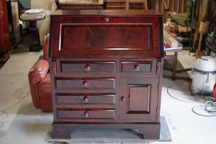 北海道民芸家具 ライティングビューロー デスク 書斎机 勉強机▼チェスト真樺ホクミン