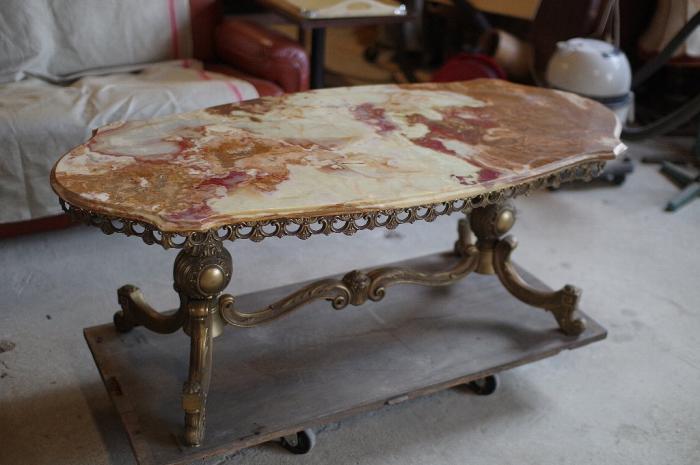 F.lli Orsenigo イタリア製 大理石と真鍮猫脚のセンターテーブル/コーヒーテーブル▼ロココ調