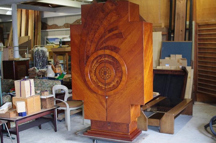 象嵌 イタリア製家具 キャビネット/飾り棚/引き出し棚/鍵付き▼工芸家具