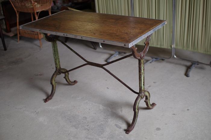 オーク材と鉄脚のテーブル アイアン インダストリアル工業系ファニチャー▼アンティーク店舗什器陳列