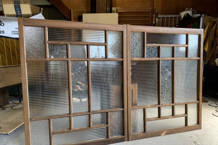 古道具 格子戸 すりガラス ガラス窓 ガラス戸 建具