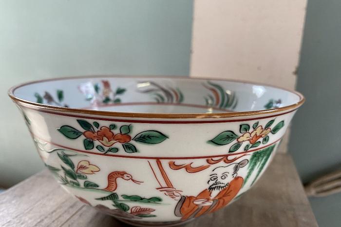 中国古玩 乾隆年製 赤絵 菓子鉢/皿 人物 妖怪妖獣/共箱▼唐物色絵中国美術茶道具呉須赤絵景徳鎮