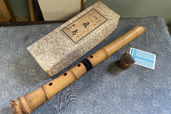 都山流 銘木 尺八 飛鳥 銘「月光」作 尺八寸管 ▼和楽器